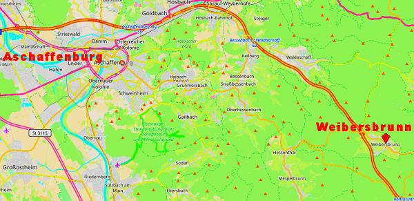 Bild: Karte von Weibersbrunn und Umgebung